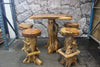 Teak Root Bar Leaner & 4 Stools - All from Teak Root