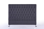 Dahlia Buttoned Double Headboard - Dark Grey Fabric