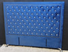 Ancona Buttoned Super King Headboard - Navy Blue Velvet with Crystals