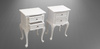 French Style Bedside Table - White Wash