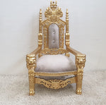 Throne Chair - Beige with Gold Frame