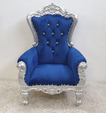 Throne Chair - Blue with Silver Frame