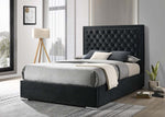 Ancona Headboard and Bed Frame - Queen Size - Dark Grey Velvet