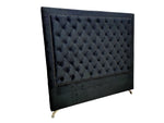 Ancona Headboard and Bed Frame - Queen Size - Dark Grey Velvet