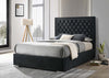 Ancona Headboard and Bed Frame - Queen Size -  BLACK Velvet WITH CRYSTAL