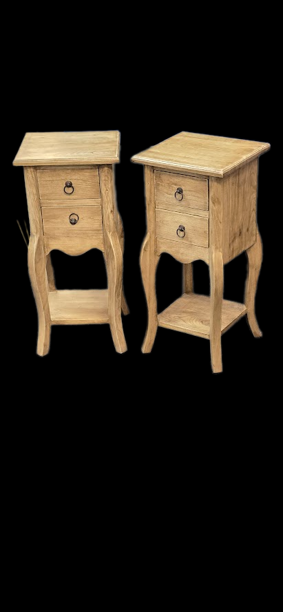 Square Bedside Table (Set) - Plantation Mindi Wood - Natural