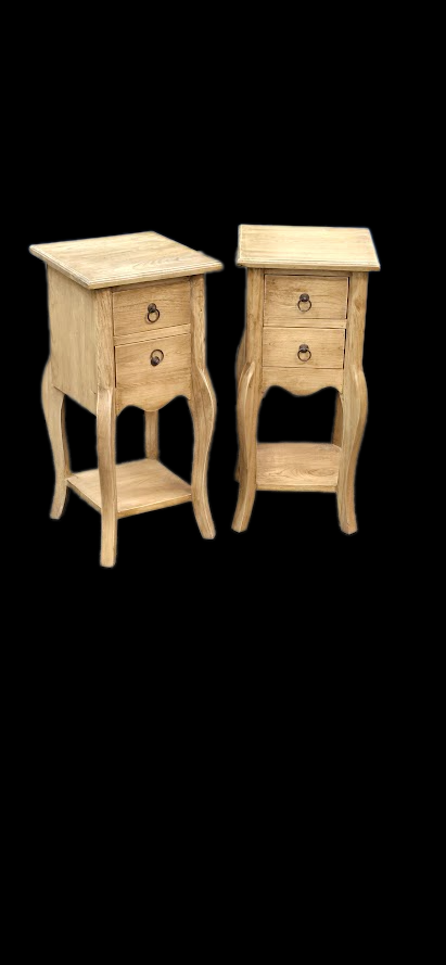 Square Bedside Table (Set) - Plantation Mindi Wood - Natural