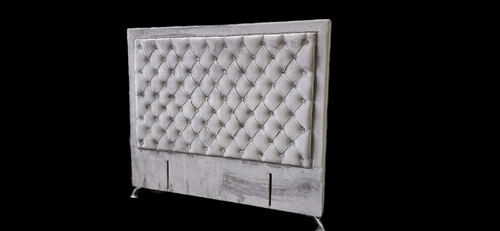 Ancona Buttoned King Headboard - STONE Grey Velvet