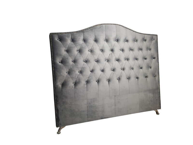 Grey headboard store with silver studs