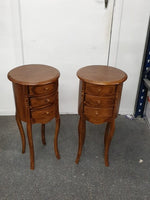 Bedside Table Round (Set) - Teak Wood