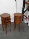 Bedside Table Round (Set) - Teak Wood