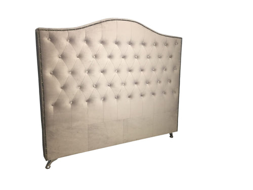 Nero Buttoned Super King Headboard - Tortilla Beige Velvet