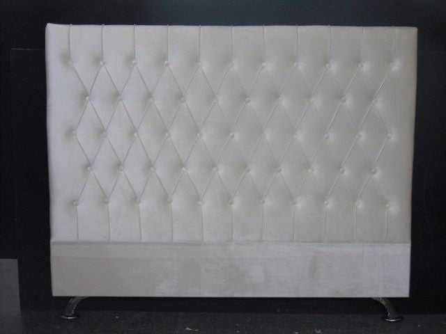 Dahlia Buttoned Queen Headboard - White Velvet