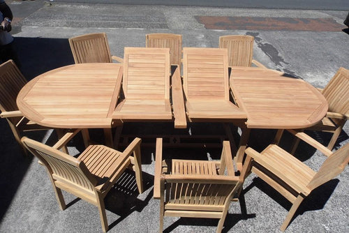 OUTDOOR FURNITURE-TEAK WOOD TABLE AND 8 CHAIRS